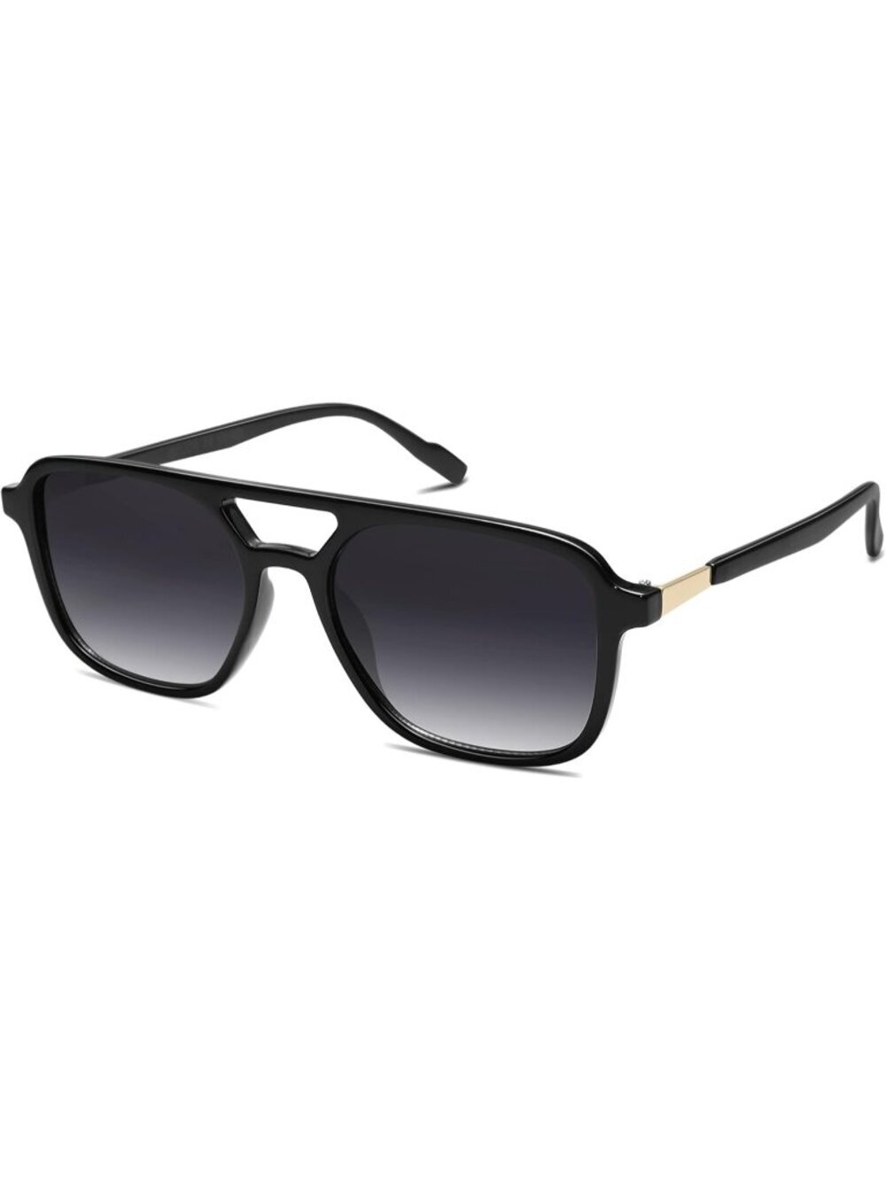 Women's Black Trendy Rectangle Retro Aviator Sunglasses Elegant Design Glasses